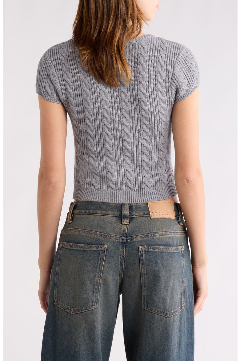 Liana Cable Cardigan, Alternate, color, HEATHER GREY
