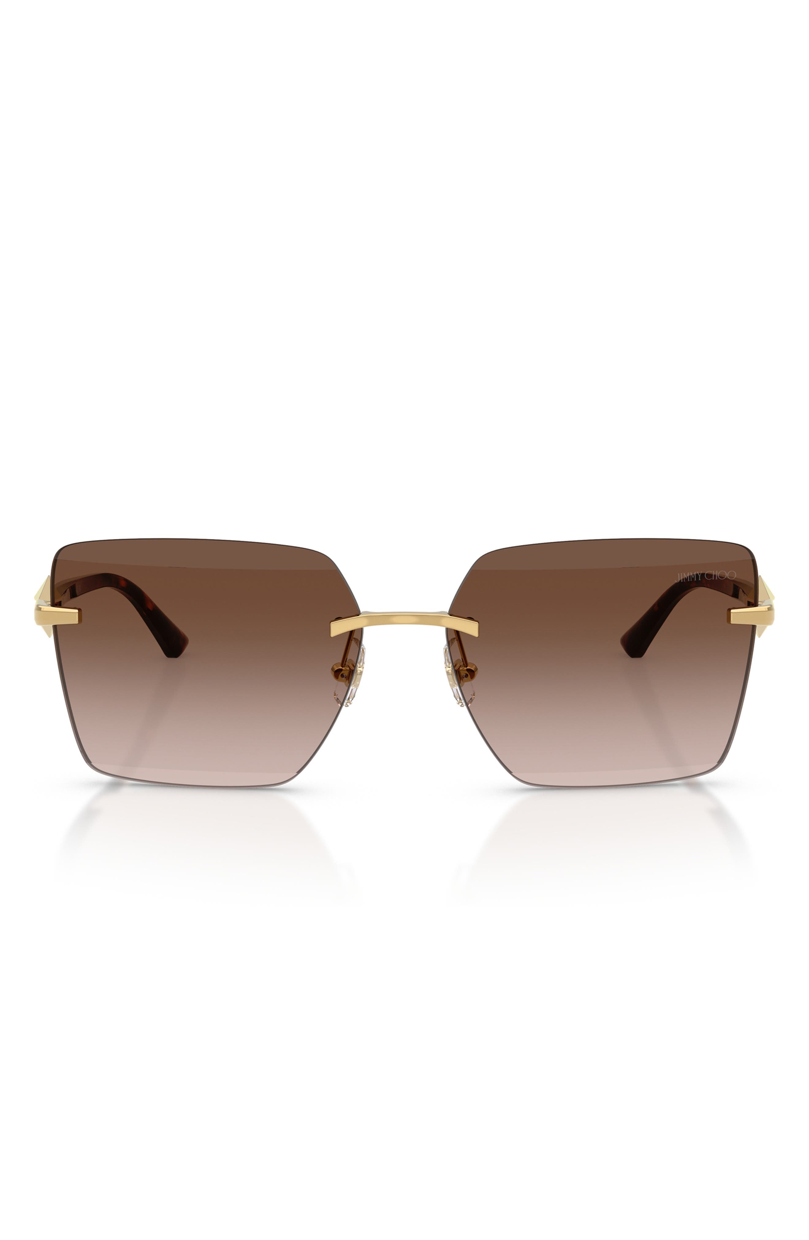 Jimmy Choo 59mm Gradient Square Sunglasses In Gold/gradient Brown