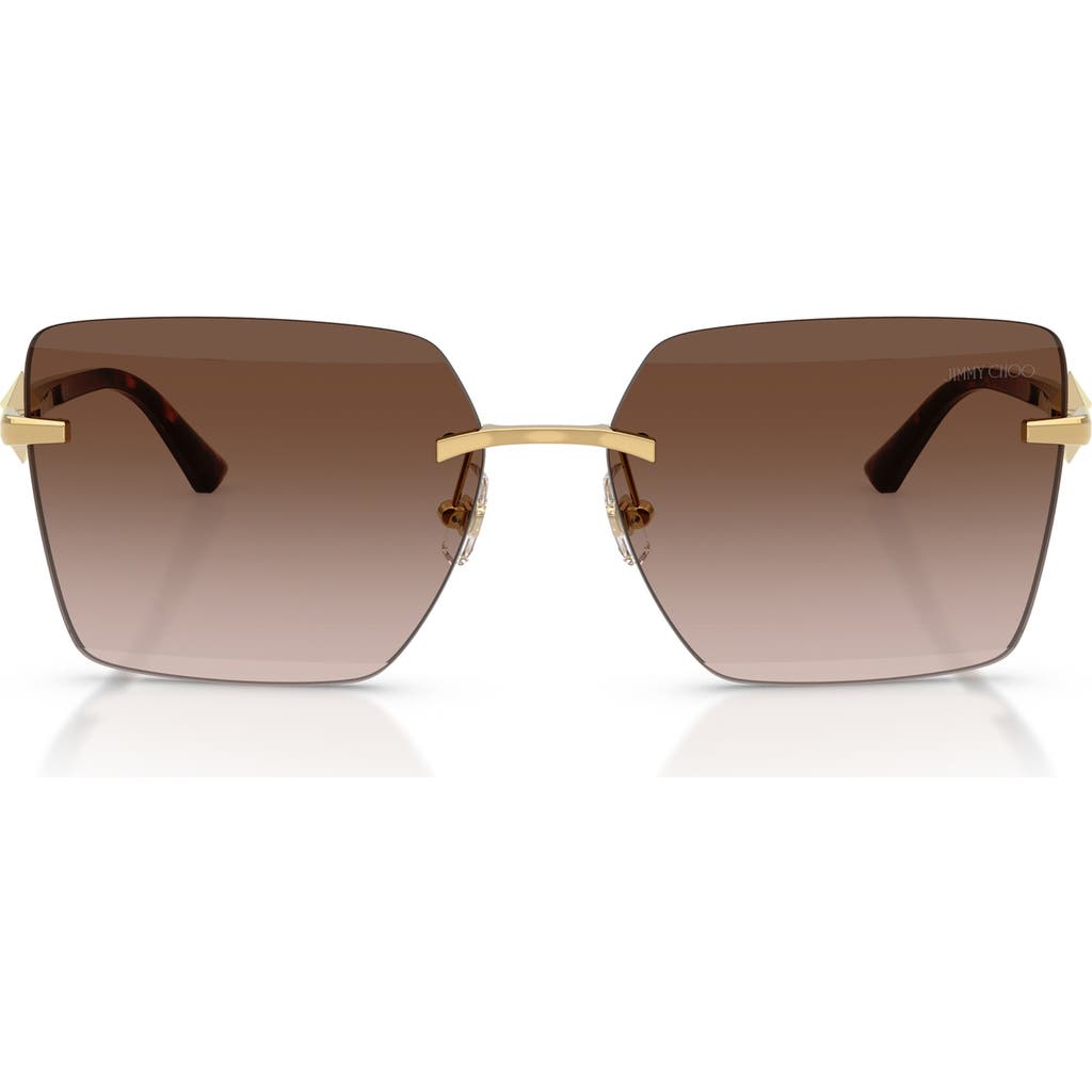 Jimmy Choo 59mm Gradient Square Sunglasses In Gold/gradient Brown