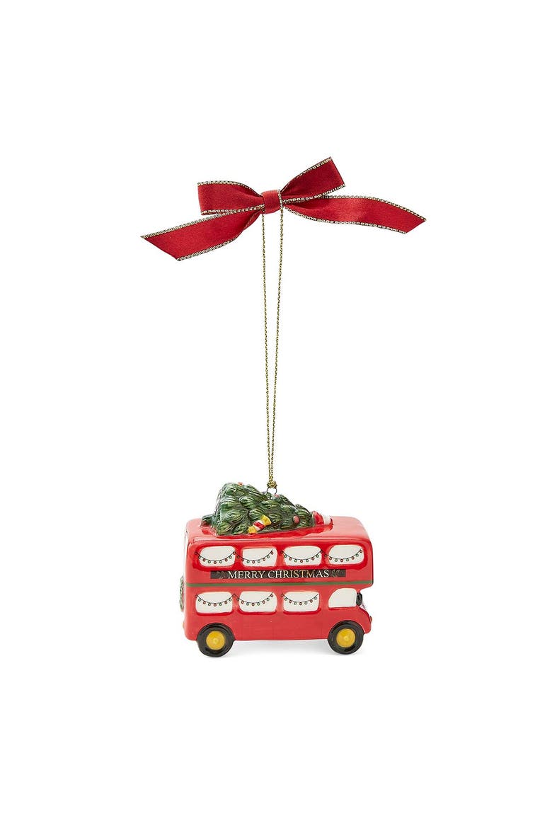 Christmas Tree British Double Decker Bus Ornament, Alternate, color, Multi