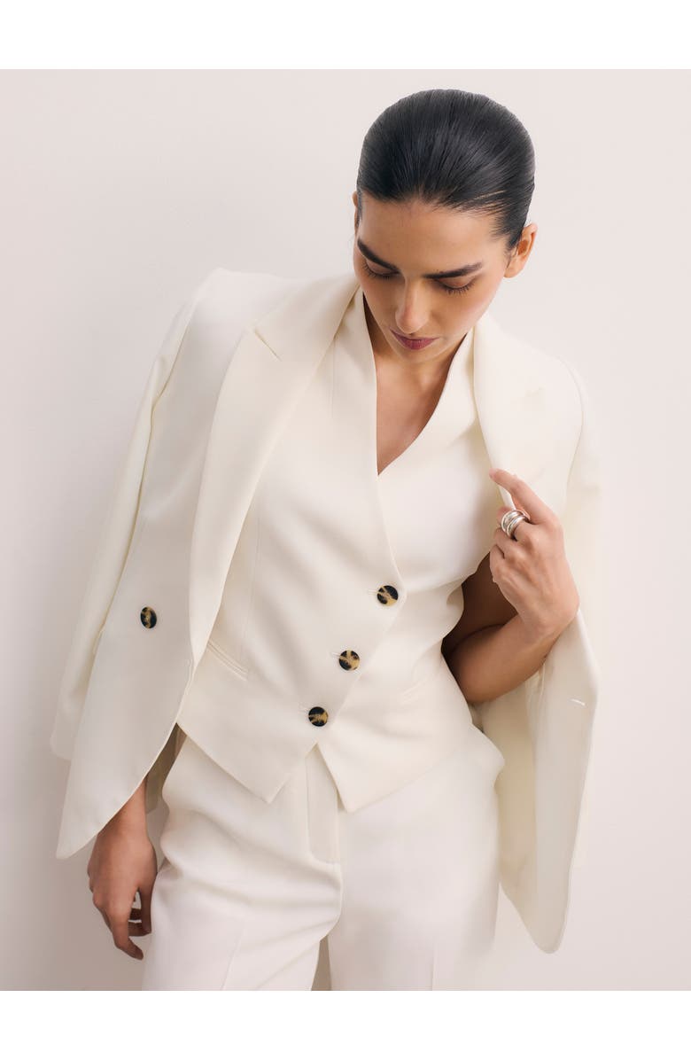 The Fold Romney Clever Crepe Waistcoat, Alternate, color, Ivory