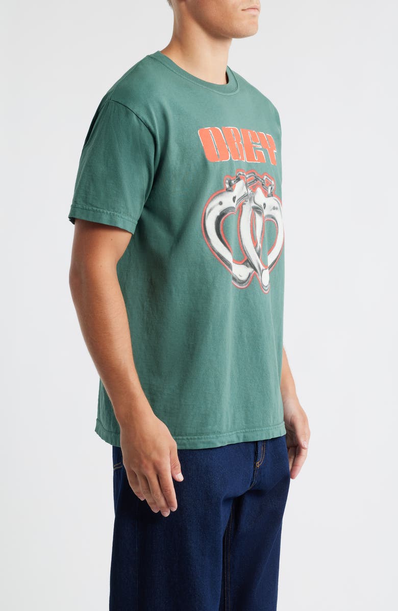 Obey Cuffs Graphic T-Shirt, Alternate, color, Pigment Rainforest