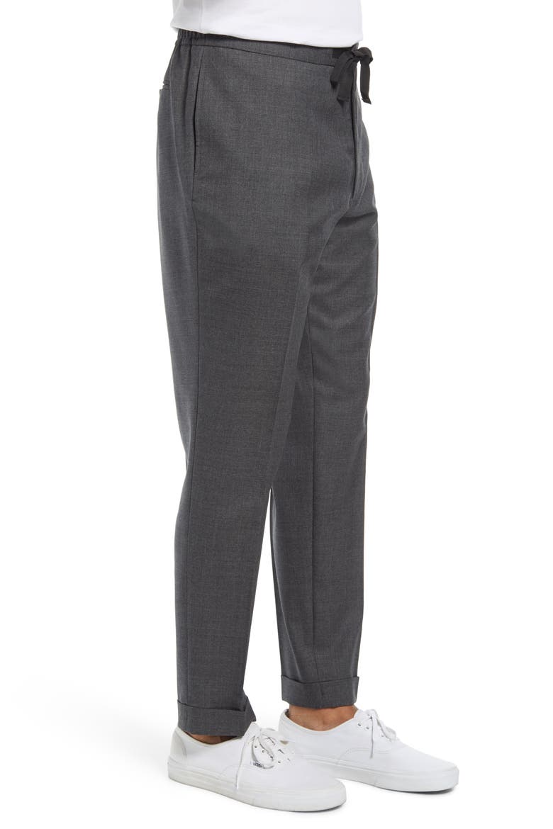 Joseph Pleated Fresco Wool Drawstring Pants, Alternate, color, MID GREY