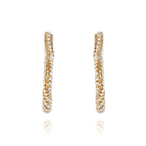 Bcbg Crystal Heart Hoop Earrings In Gold