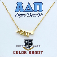 Color Shout Alpha Delta Pi Sorority Gold Heart Necklace