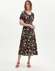 Finery London Jada Puff Sleeve Midi Dress
