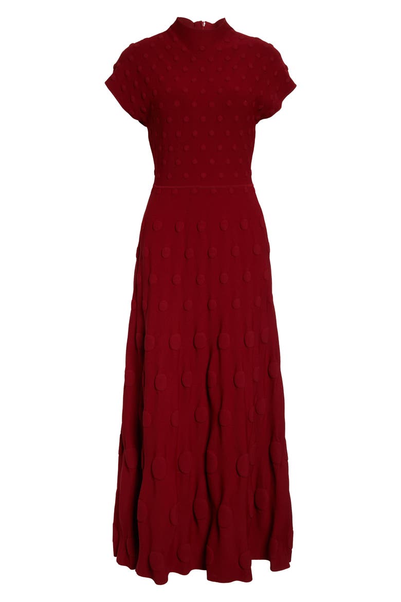 Pucker Dot Knit Midi Dress, Alternate, color, OXBLOOD