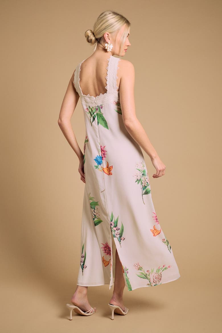 Halterneck Floral Maxi Dress, Alternate, color, Ivory