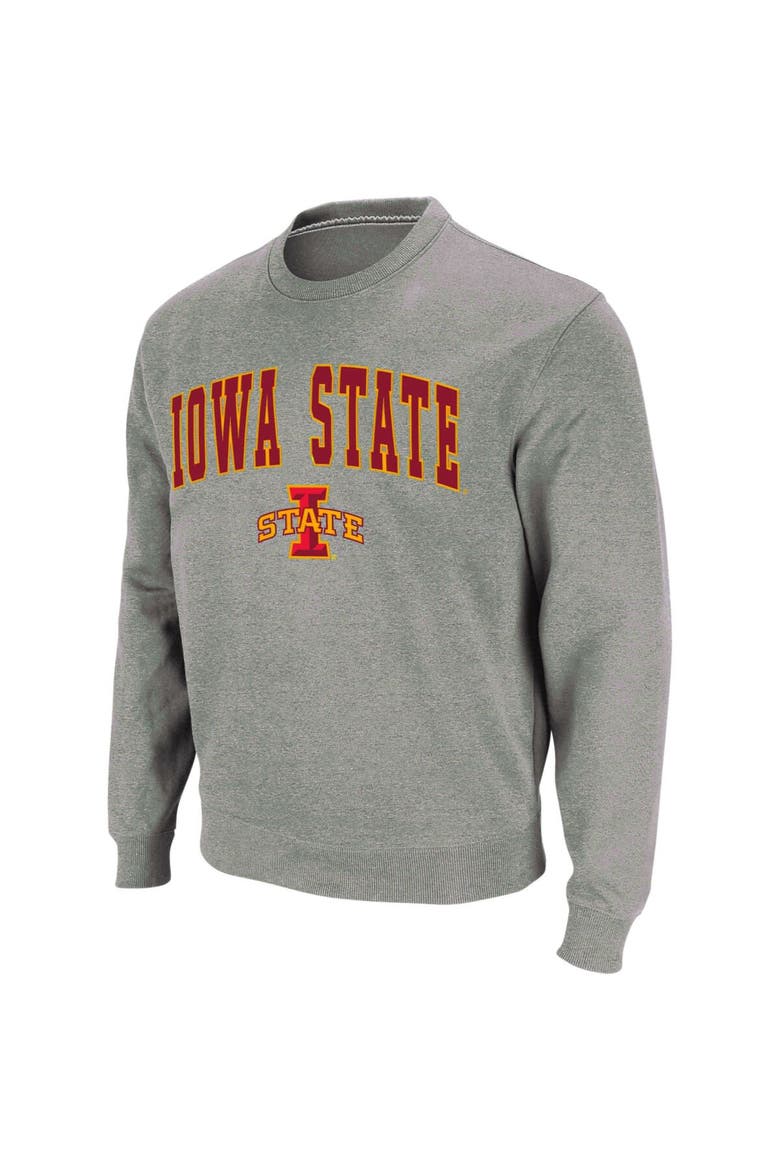 Men's Colosseum Heather Gray Iowa State Cyclones Arch & Logo Crew Neck Sweatshirt, Main, color, Heather Gray