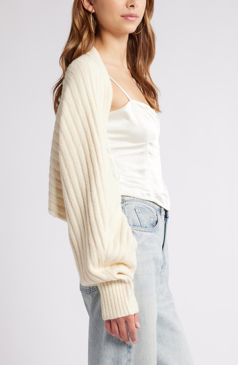 Open Edit Rib Bolero Sweater, Alternate, color, Ivory Dove