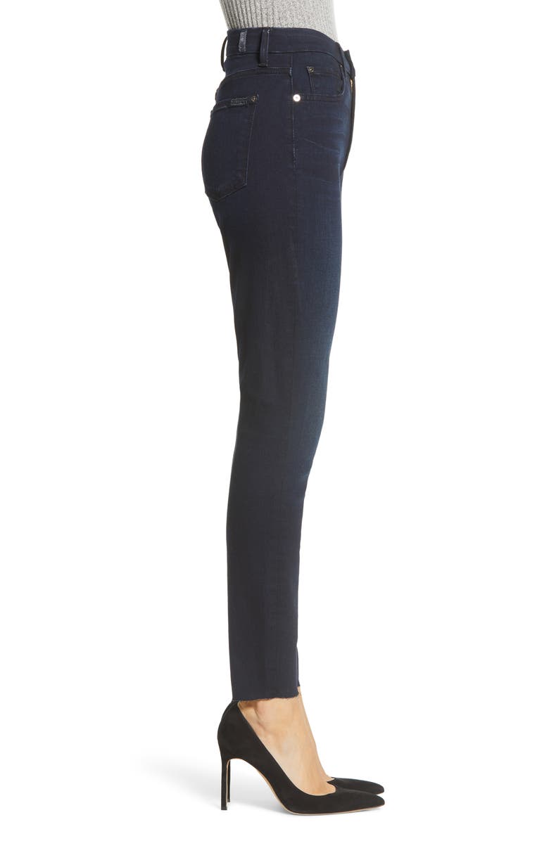 7 For All Mankind <sup>®</sup> High Waist Cut Hem Ankle Skinny Jeans, Alternate, color, 
