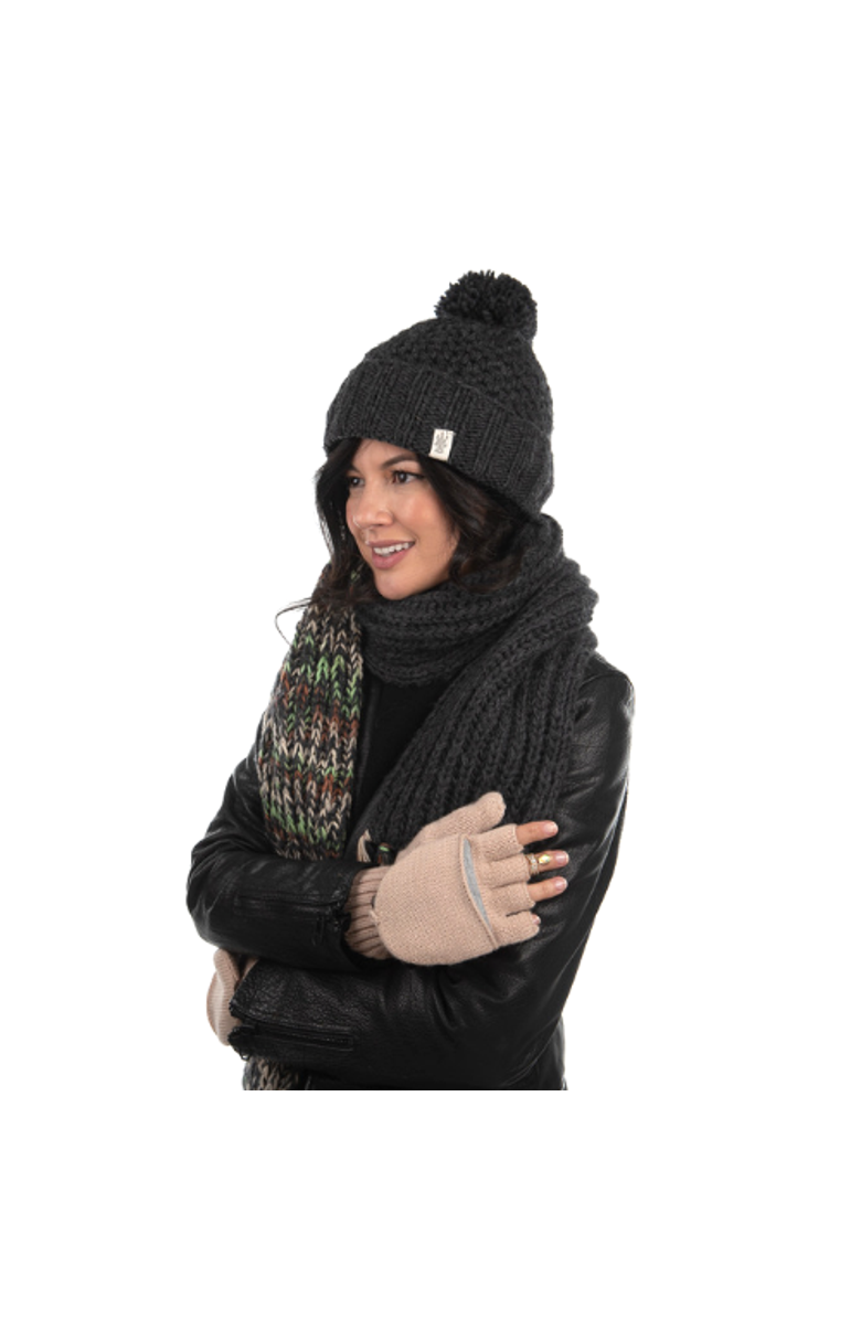 Nirvanna Designs Bryant Fingerless Gloves w/ Flap, Alternate, color, Charcoal