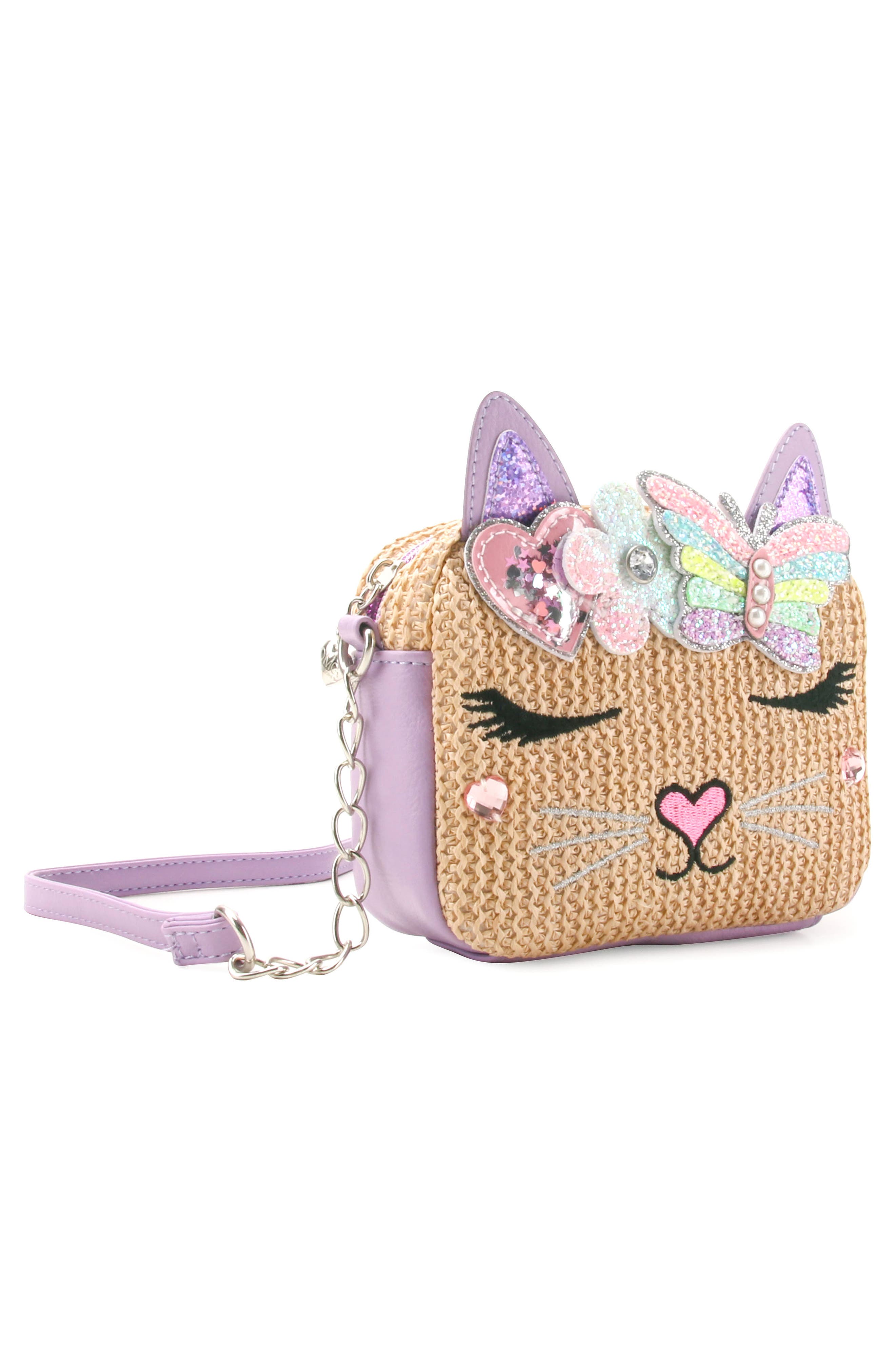 OMG Accessories Kids' Bella Straw Crossbody Bag, Alternate, color, Orchid