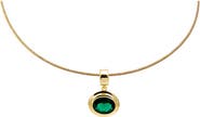 BY ADINA EDEN Colored CZ Oval Bezel Pendant Omega Chain Necklace