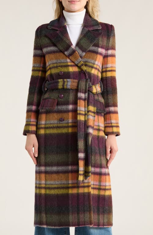 L'agence Olina Plaid Double Breasted Coat In Multi