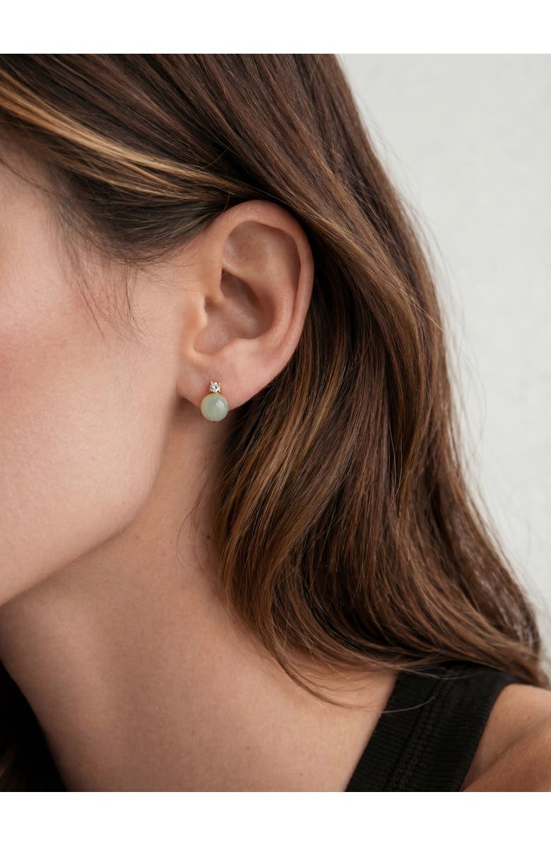 seree Esther Green jade and zircon stud earrings, Alternate, color, Light Green