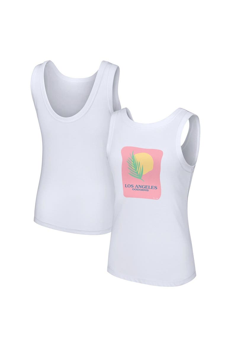 Women's Lusso Style  White Los Angeles Dodgers Lindy Tank Top, Main, color, White