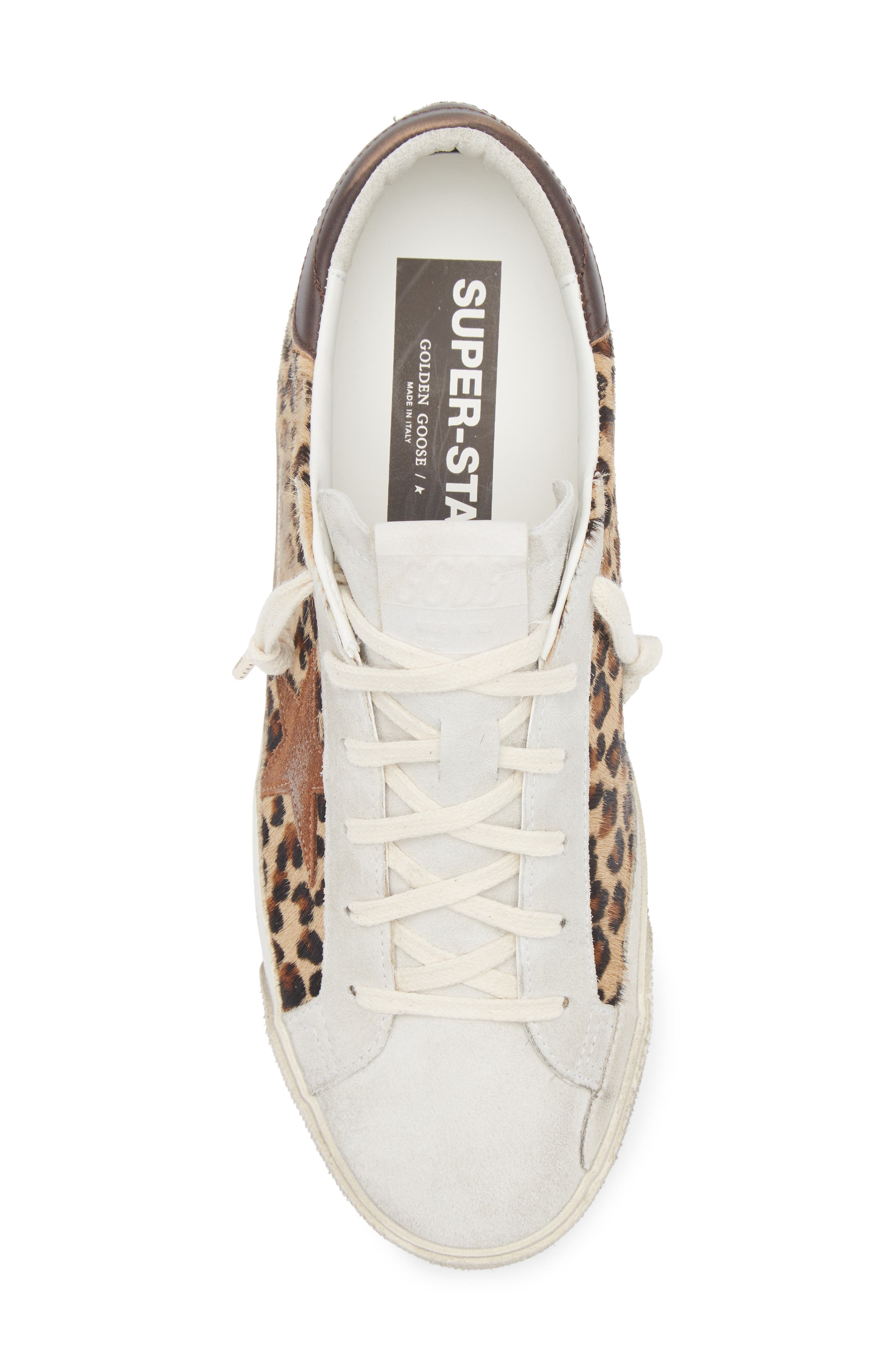 Golden Goose Super-Star Leopard Print Genuine Calf Hair Sneaker, Alternate, color, Beige Brown / Beige/ Red