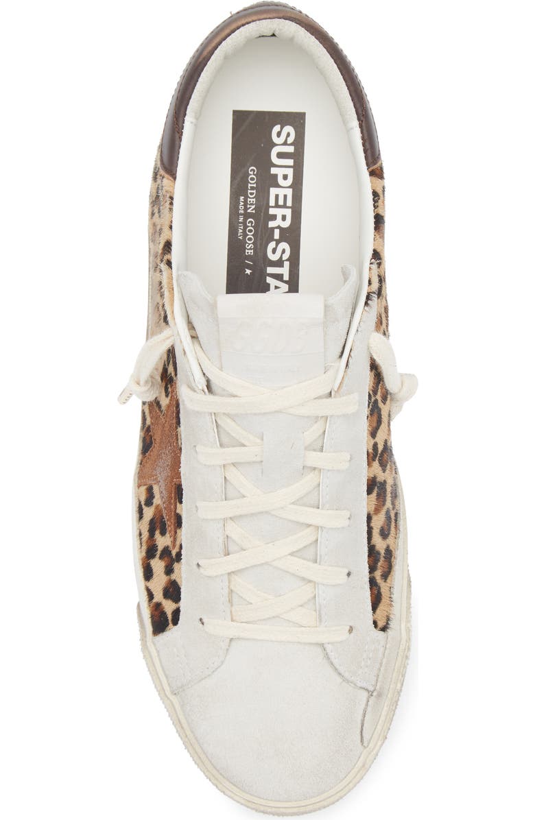 Golden Goose Super-Star Leopard Print Genuine Calf Hair Sneaker, Alternate, color, Beige Brown / Beige/ Red