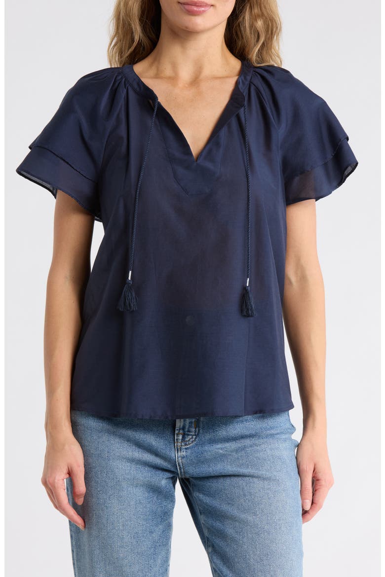 Lagoon Flutter Sleeve Top, Main, color, COASTLINE