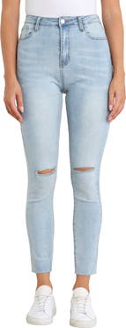 Petal & Pup Hadie Ripped Raw Hem Ankle Skinny Jeans