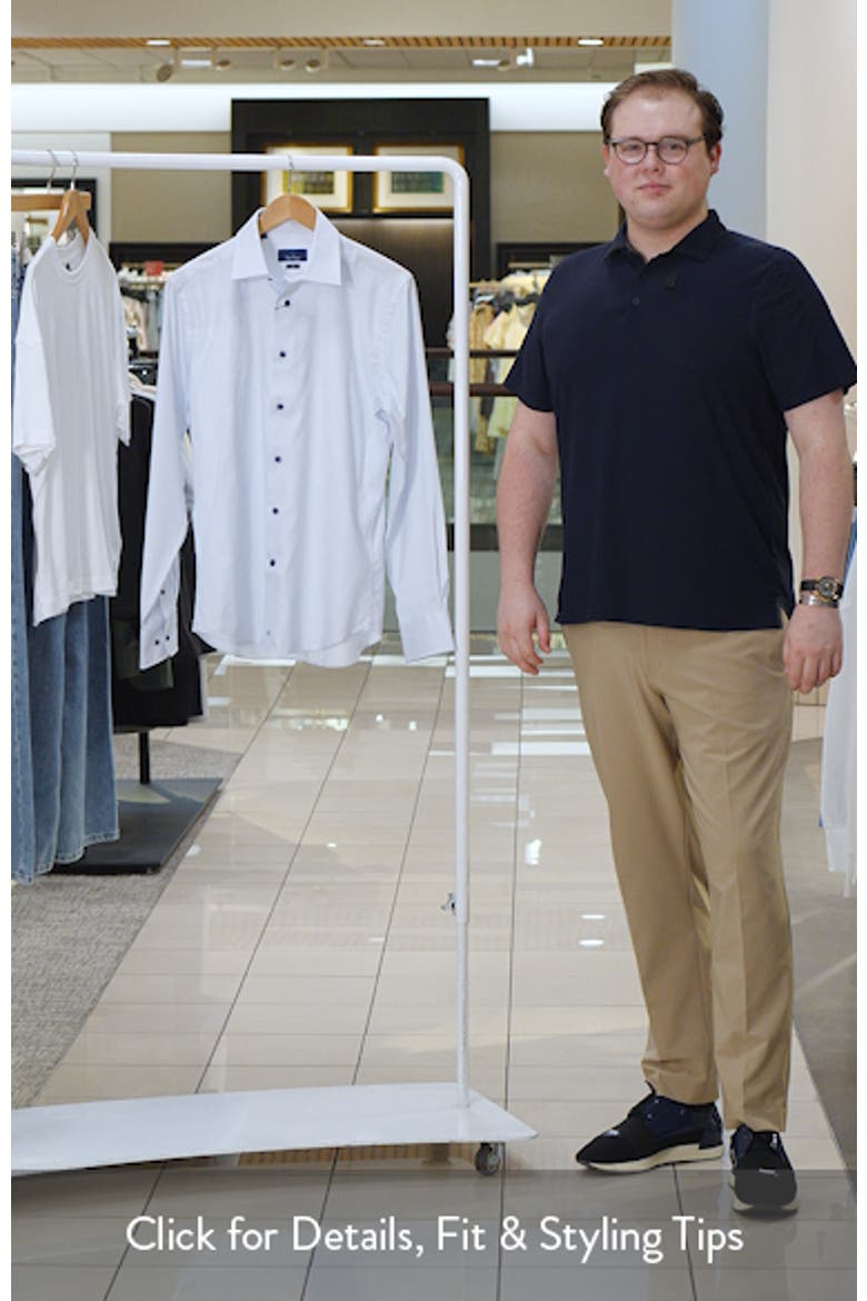 Trim Fit Neat Print Stretch Cotton Twill Dress Shirt video