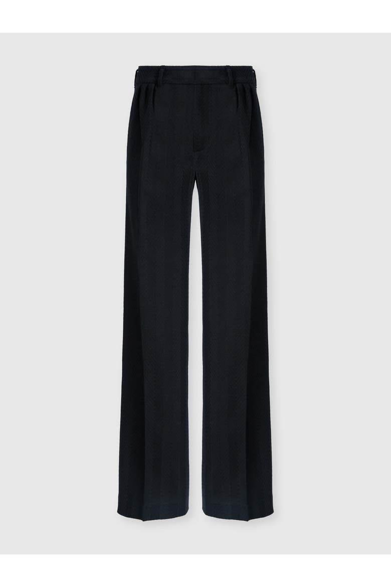 Classic Trousers In Cotton And Viscose Tone-on-tone Zig Zag, Main, color, Black