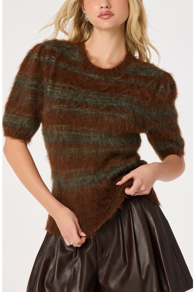 Jean Crewneck Sweater, Alternate, color, BROWN GREEN STRIPE