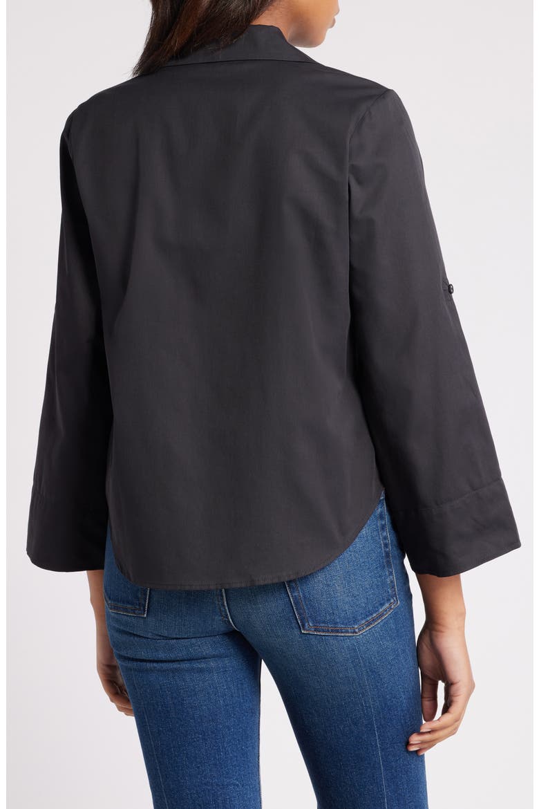 Roll Tab Button-Up Shirt, Alternate, color, BLACK