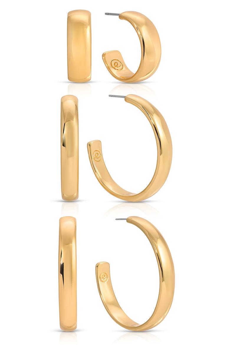 Hoop Party Set of 3 Earrings, Alternate, color, GOLD