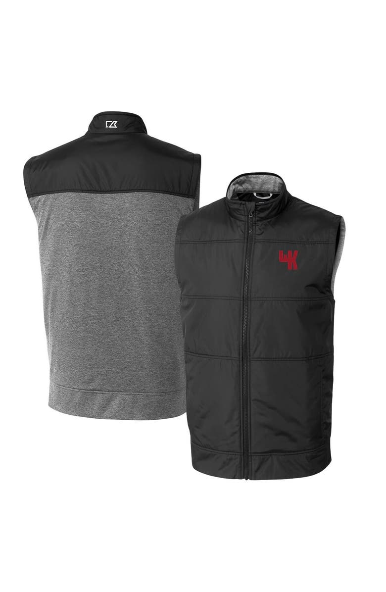 Cutter & Buck Men's Cutter & Buck Black Western Kentucky Hilltoppers Vault Big & Tall Stealth Hybrid Windbreaker Full-Zip Vest, Main, color,