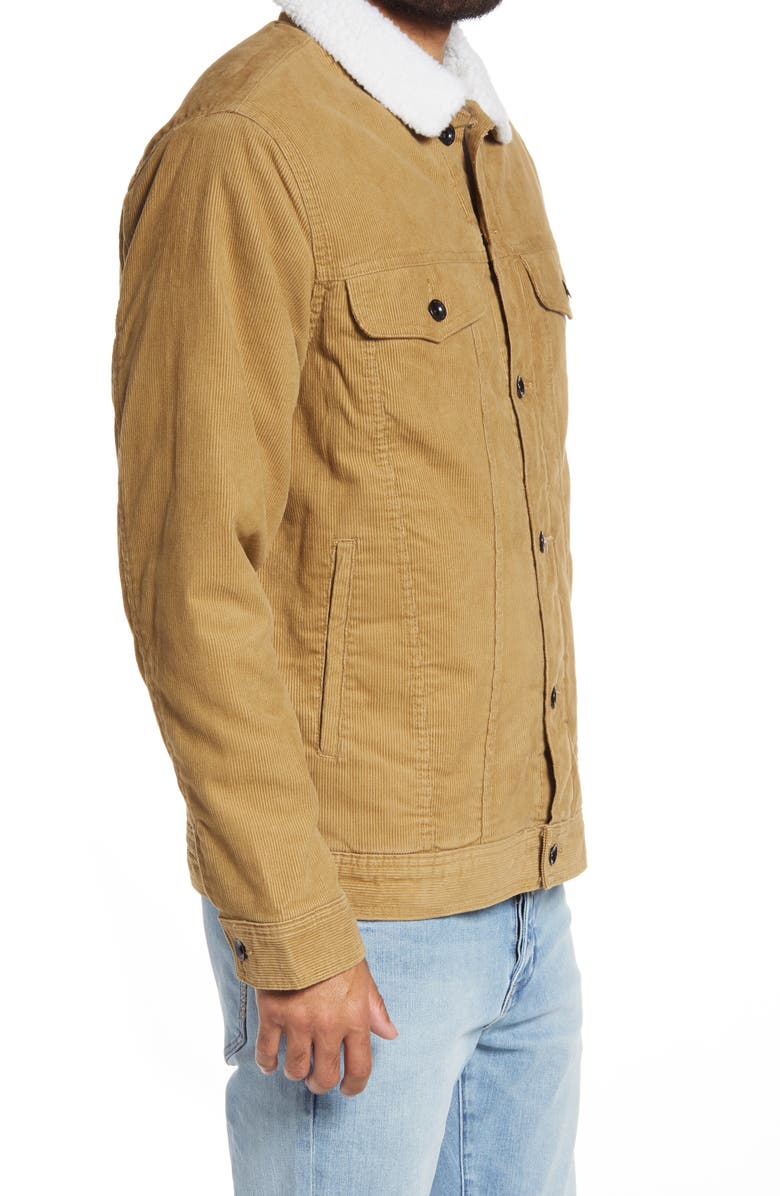 Vans Skylark II Cotton Corduroy & Faux Shearling Trucker Jacket, Alternate, color, 