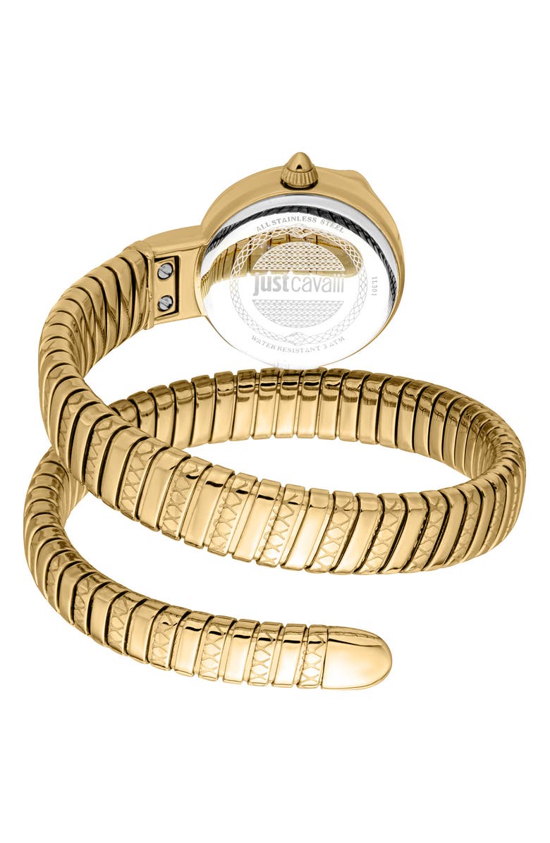 Just Cavalli Coiled Snake Bracelet Watch, 22mm, Alternate, color, Gold