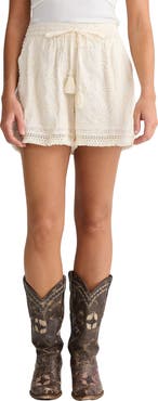 Talisman the Label Chantilly Embroidered Fringe Trim Shorts