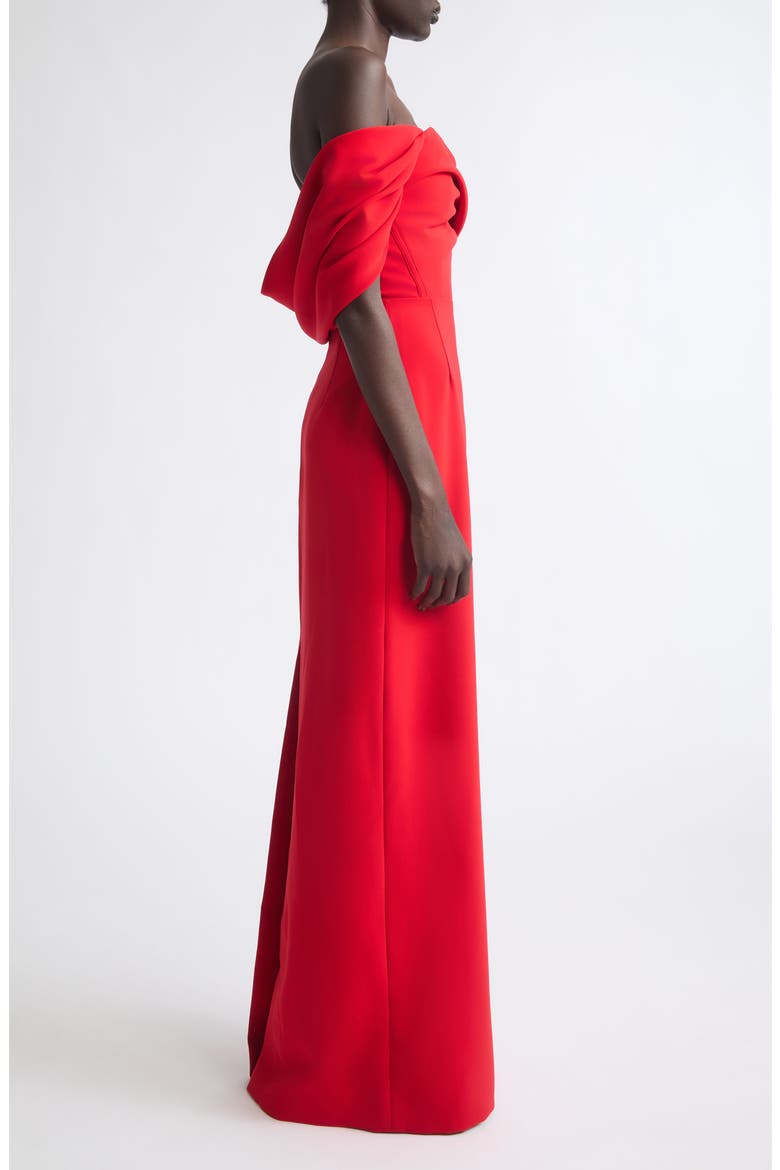 Sofia Off the Shoulder Column Gown, Alternate, color, CHILI RED