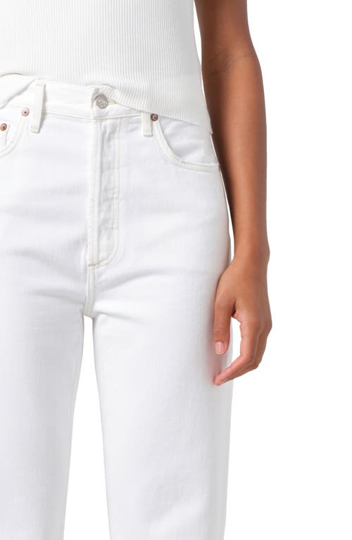 Agolde Riley Crop High Rise Stretch Jeans In Sour Cream In Marshmallow (clean White)