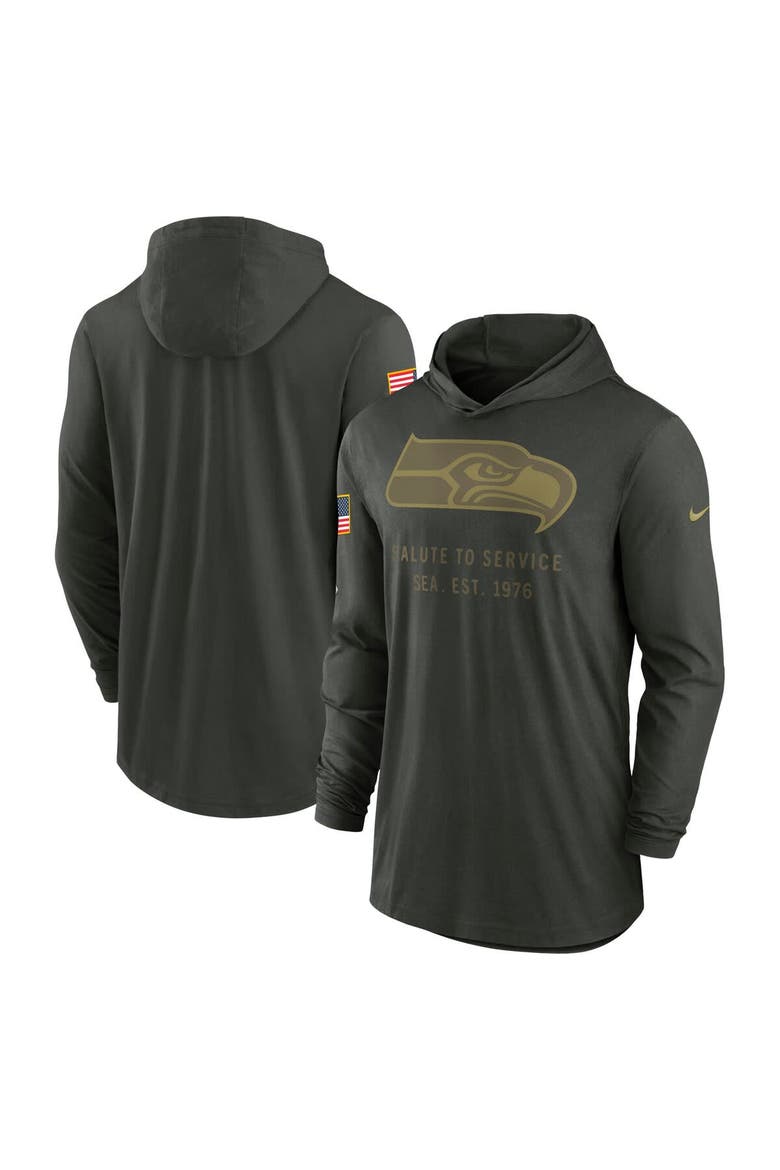 Men's Nike Forest Green Seattle Seahawks 2025 Salute to Service Sideline Dri-FIT Lightweight Hooded Pullover, Main, color, Forest Green