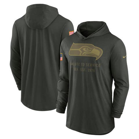 Men's Nike Forest Green Seattle Seahawks 2025 Salute to Service Sideline Dri-FIT Lightweight Hooded Pullover