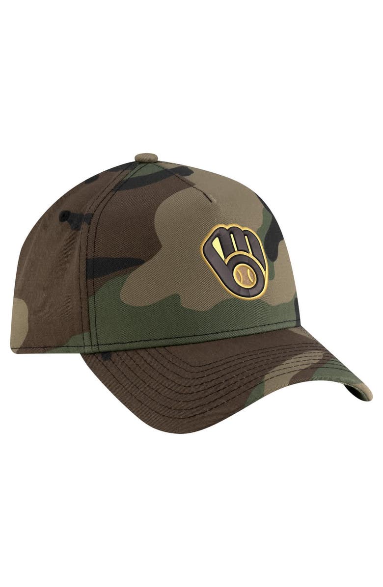New Era Men's New Era Camo Milwaukee Brewers Woodland Team Pop 9FORTY A-Frame Adjustable Hat, Alternate, color, 