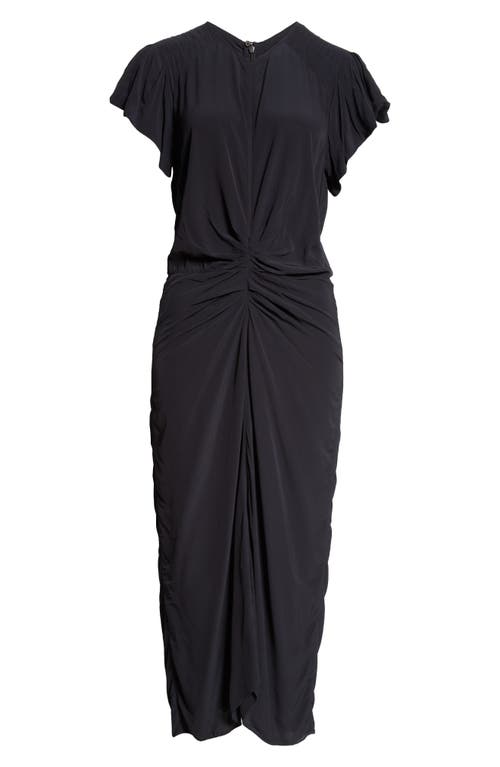 ISABEL MARANT ISABEL MARANT TERENA RUCHED CAP SLEEVE MIDI DRESS