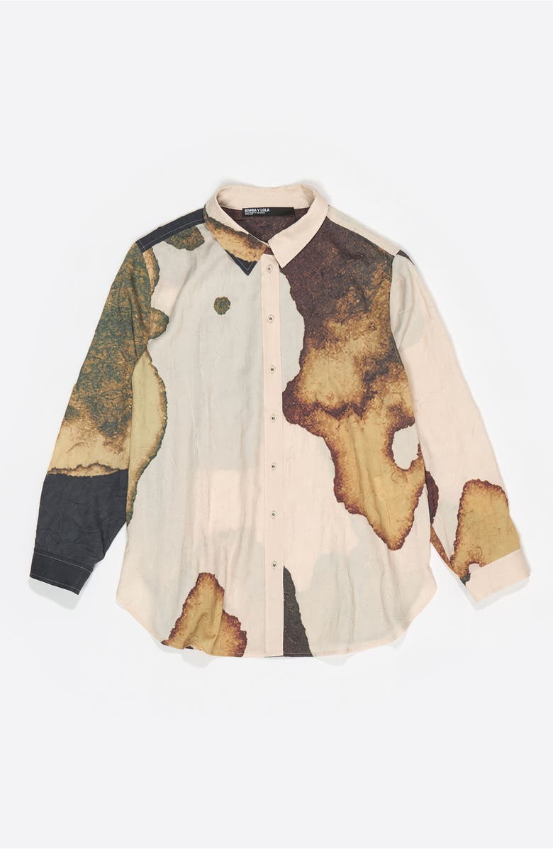 Bimba y Lola Abstract Crinkled Shirt, Alternate, color, Abstract Light Yellow