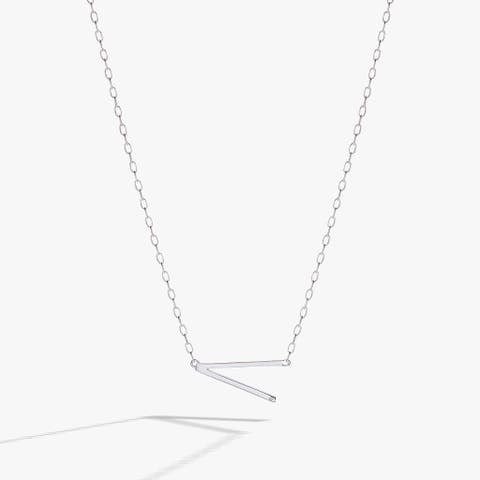 Silver Elongated Initial Pendant Necklace