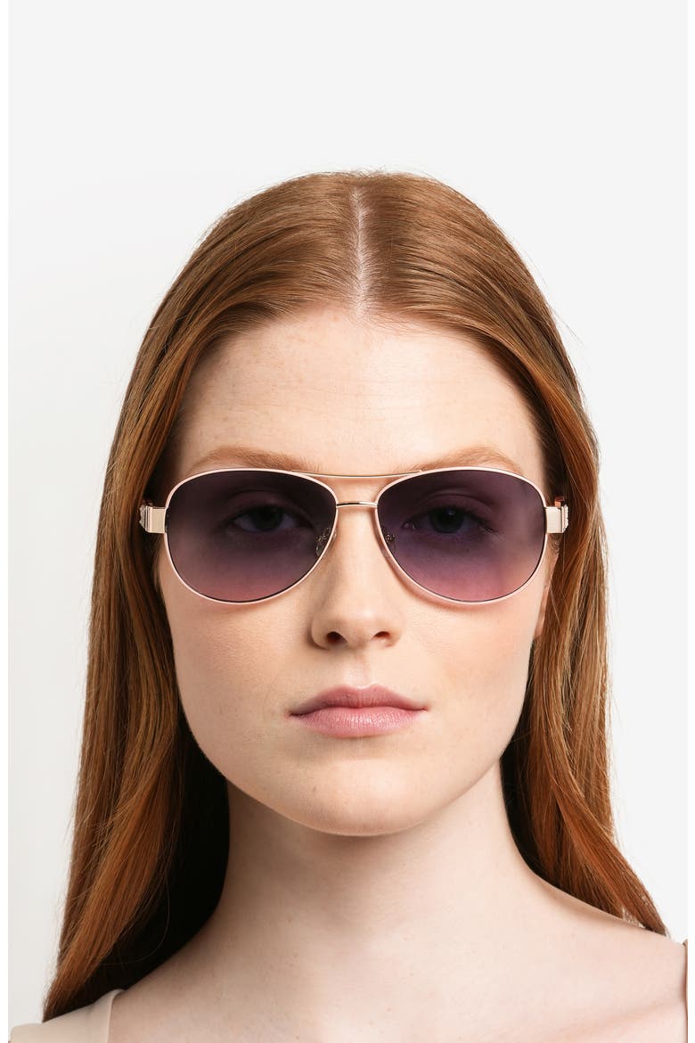 dalia 58mm gradient pilot sunglasses, Alternate, color, GOLD PINK
