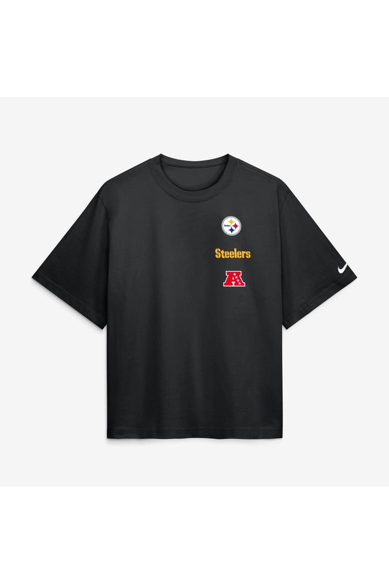 Women's Nike Black Pittsburgh Steelers Primetime Premium Essential Loose Fit Boxy T-Shirt, Main, color, Black