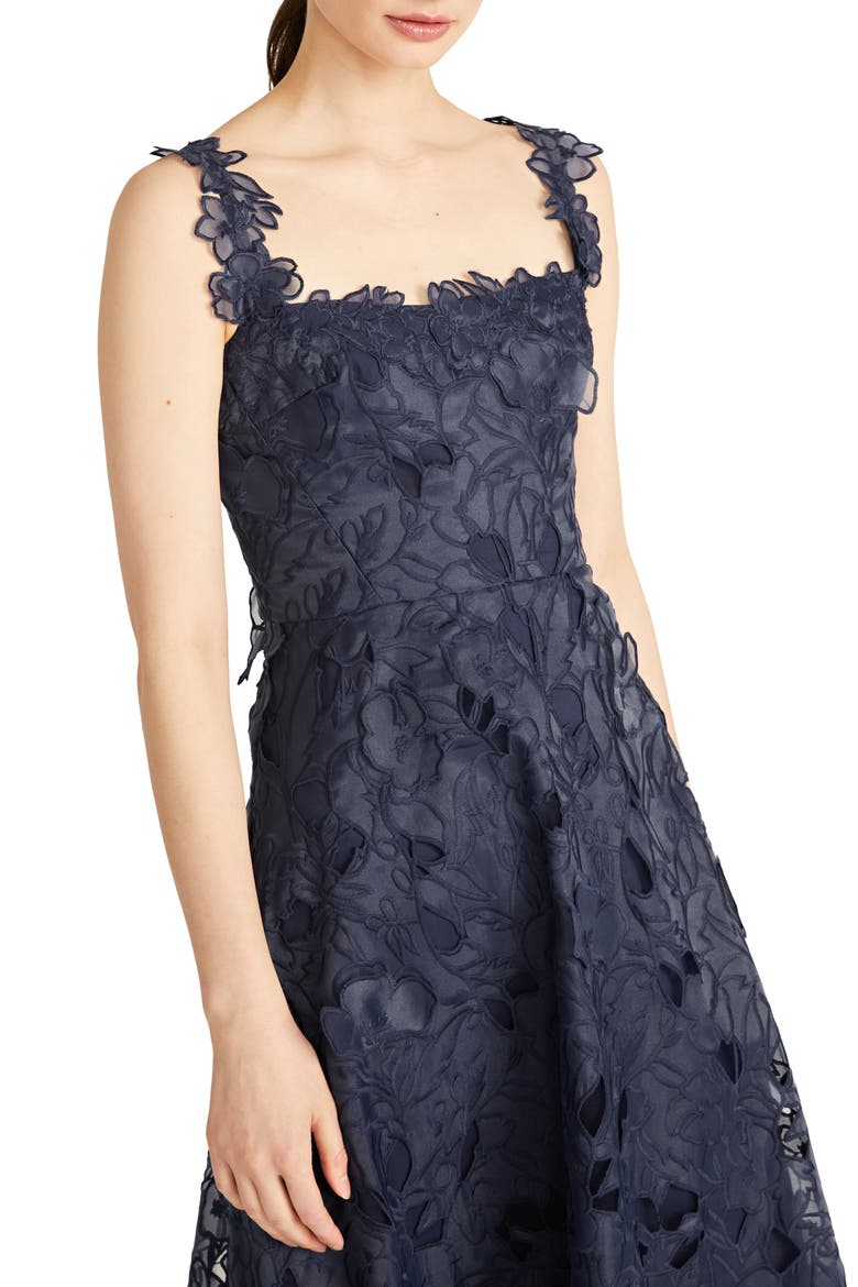 Juliette Embroidered Floral Organza A-Line Cocktail Dress, Alternate, color, SAPPHIRE