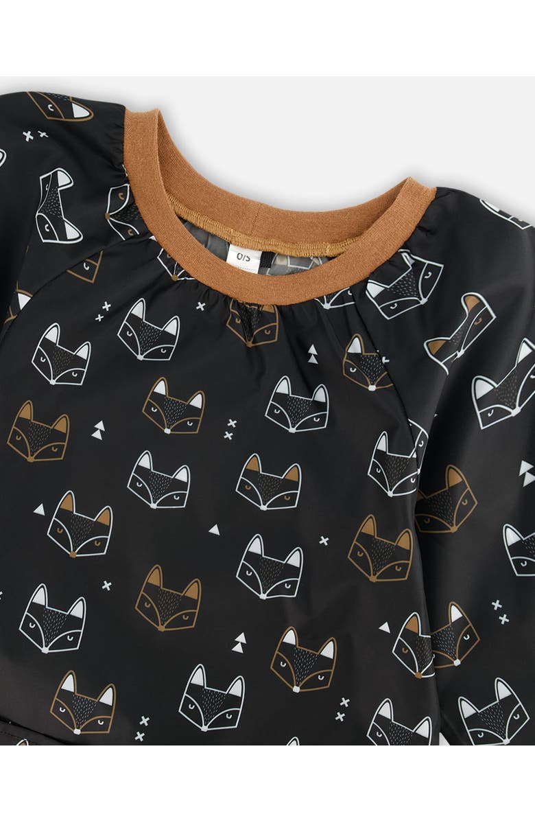 Deux par Deux Little Boy's School Apron Black Printed Fox, Alternate, color, 