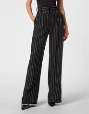 PHILIPP PLEIN Cady Trousers Man Fit Crystal Pinstripe Women