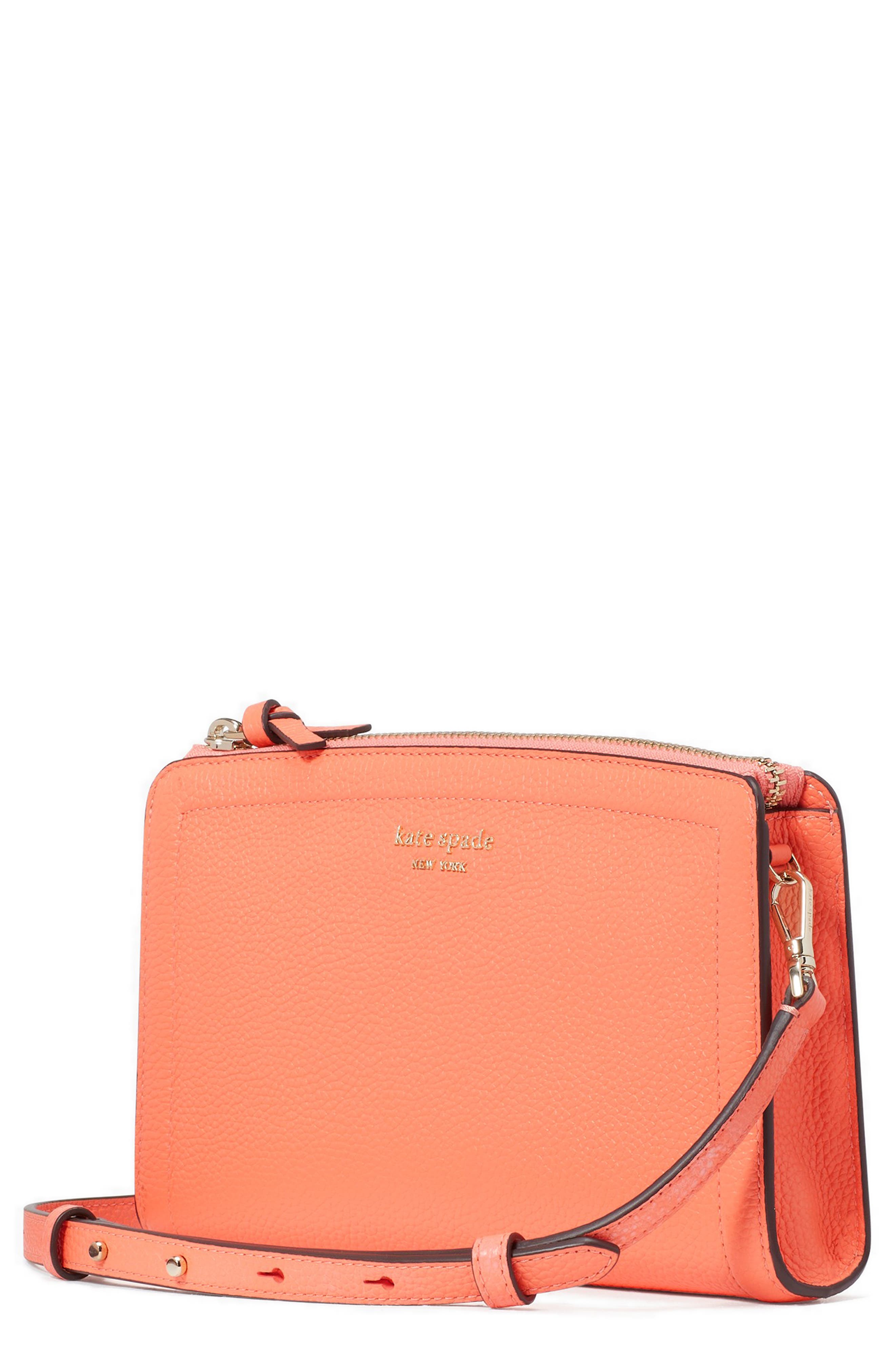 knott small leather crossbody bag, Alternate, color, MELON BALL