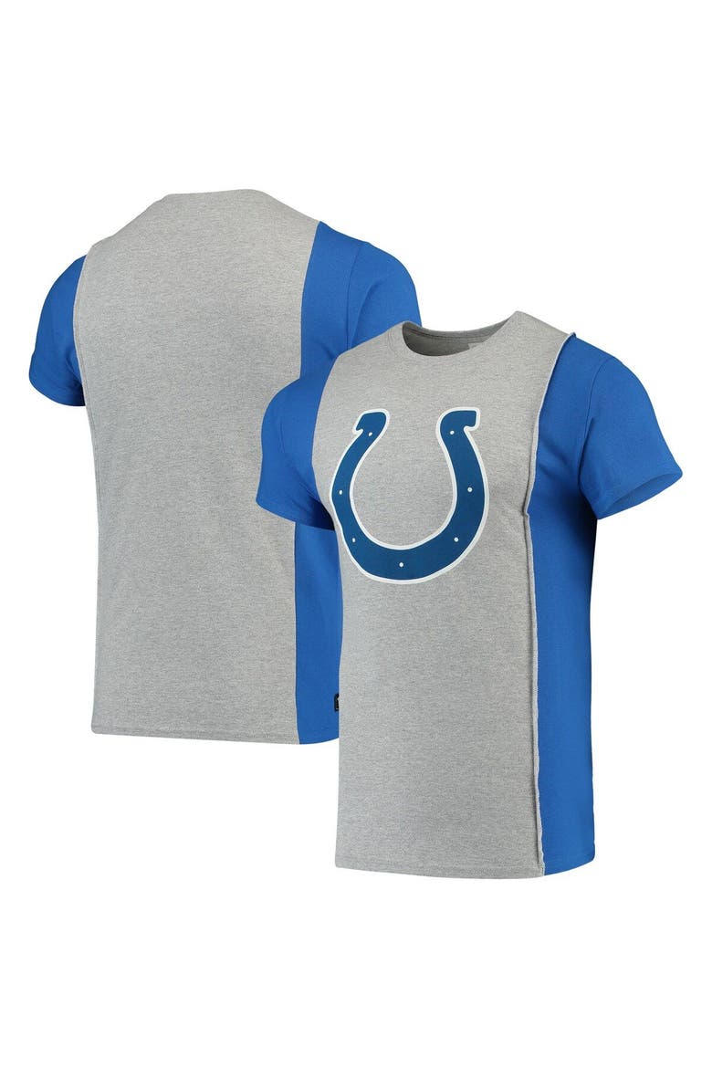 Men's Refried Apparel Gray/Royal Indianapolis Colts Sustainable Upcycled Split T-Shirt, Main, color, Gray