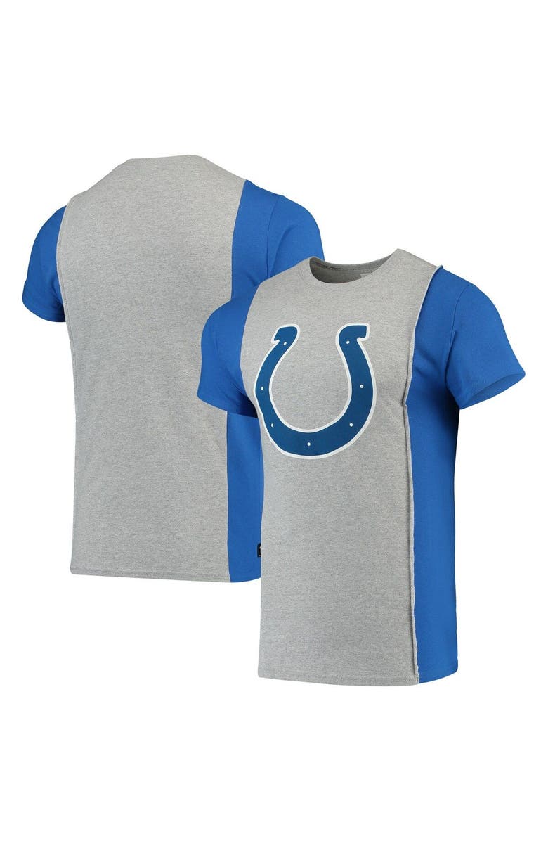 REFRIED APPAREL Men's Refried Apparel Gray/Royal Indianapolis Colts Sustainable Upcycled Split T-Shirt, Main, color, Gray